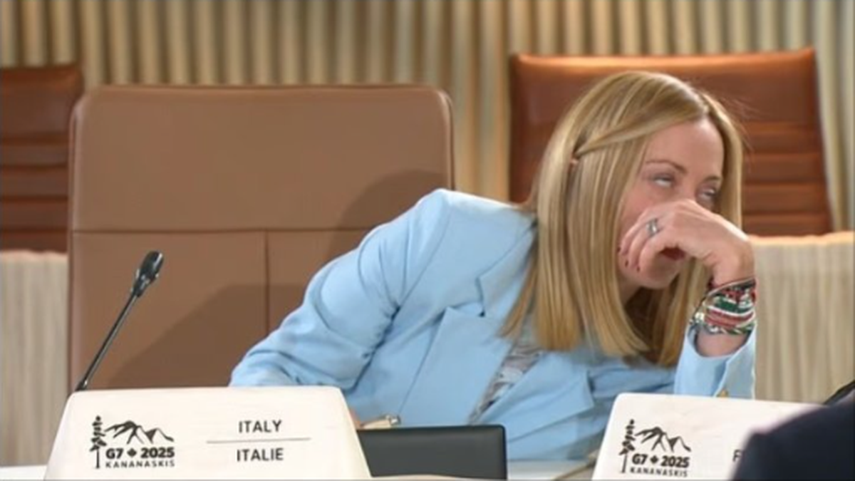 Giorgia Meloni's epic eye-roll at G7 sparks internet debate: Macron or Trump the target?