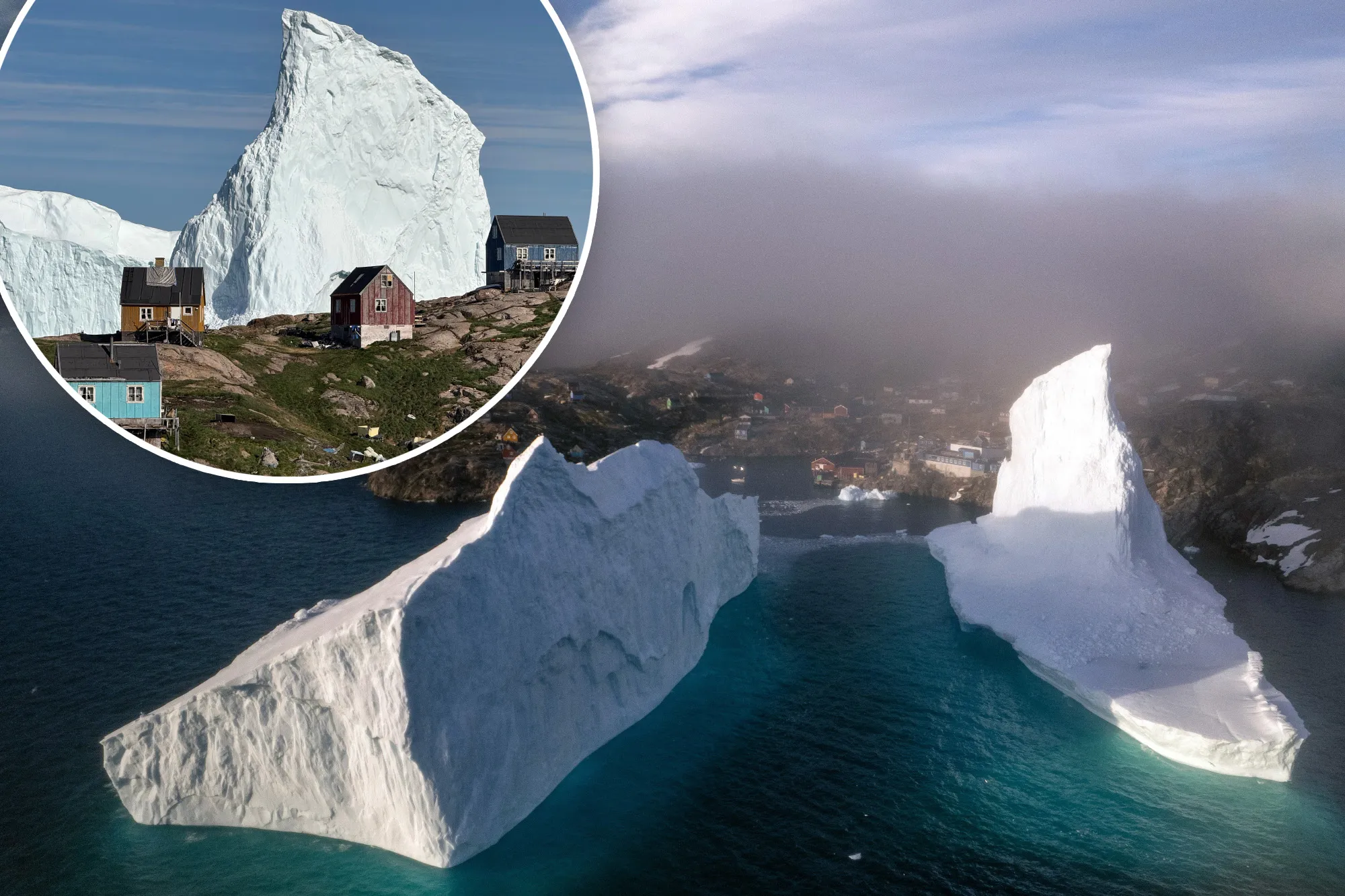 Massive iceberg drifts perilously close to Greenland village!