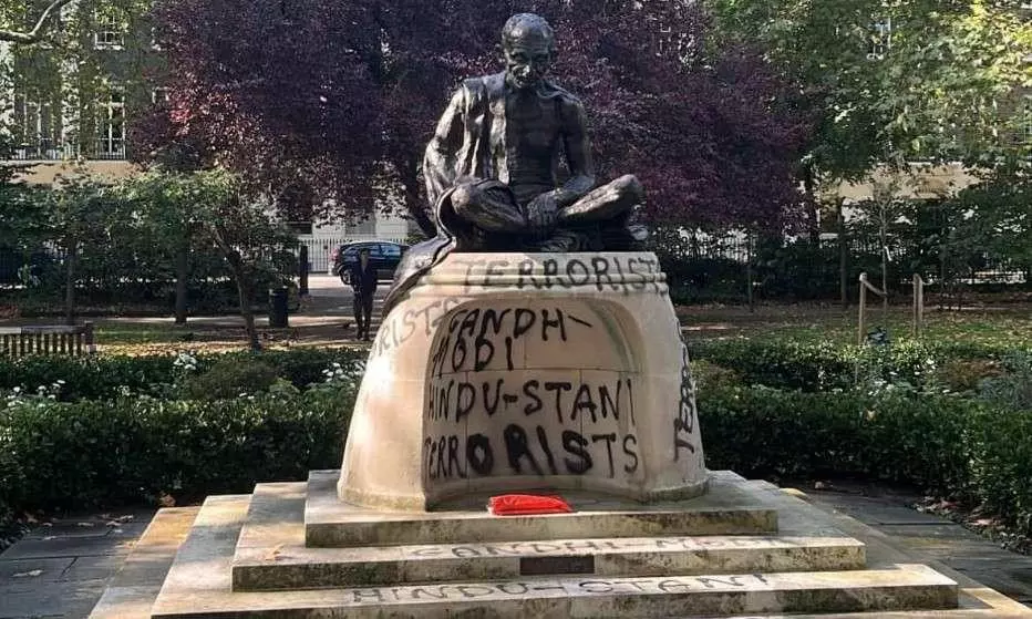 Gandhi statue in London vandalised ahead of Gandhi Jayanti!