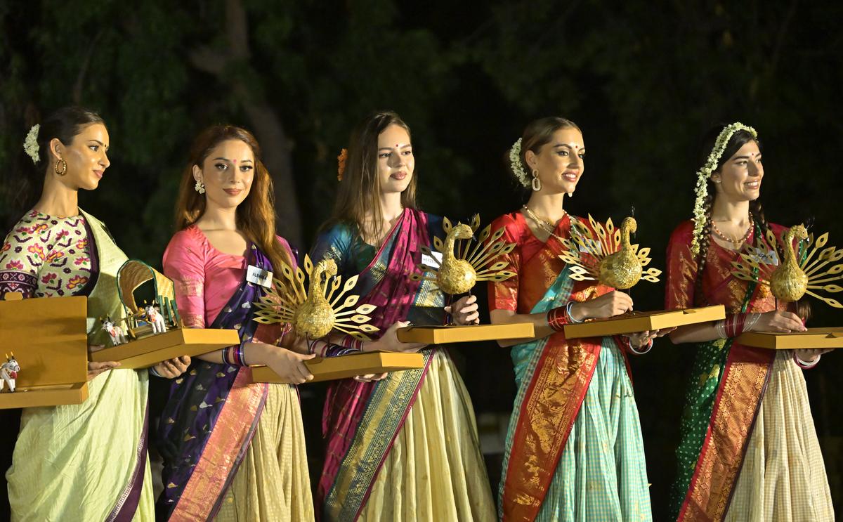 Miss World 2025 stuns in sarees at Ramappa Temple!