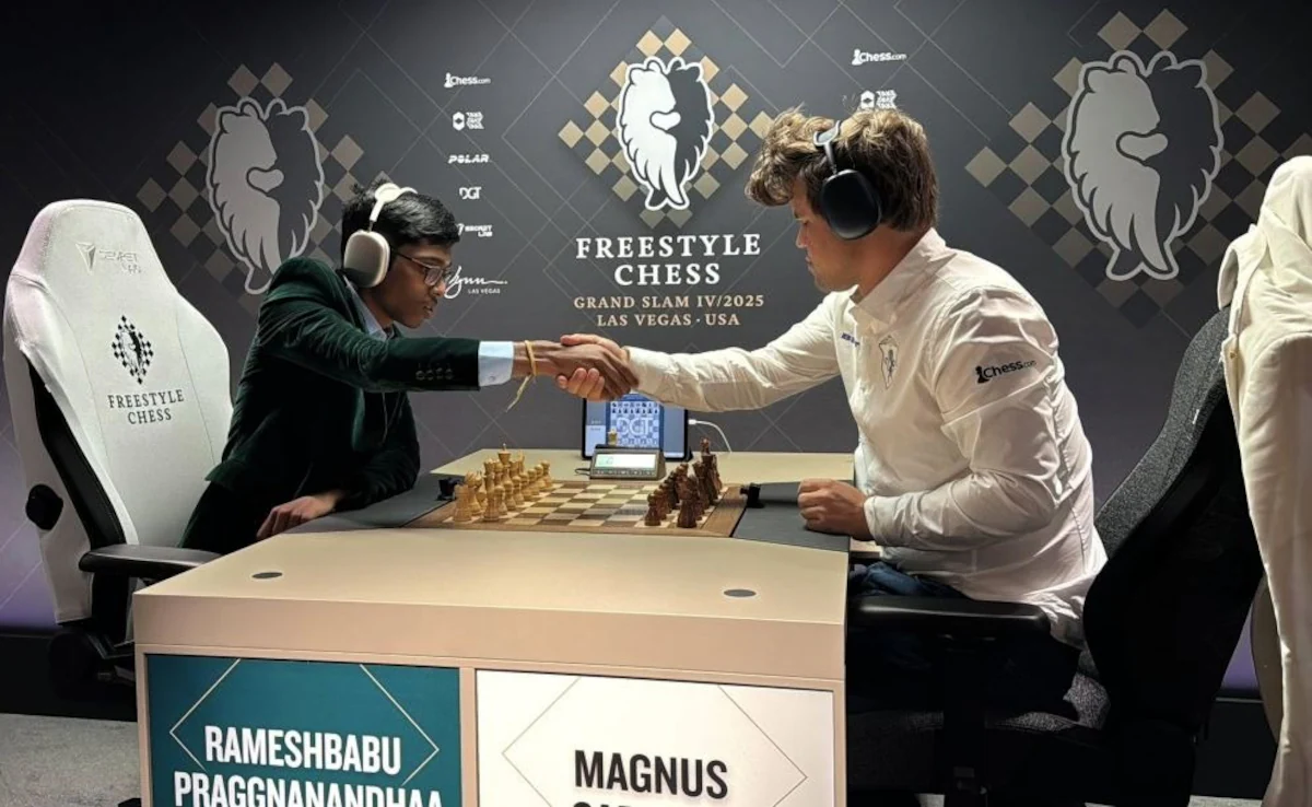Praggnanandhaa knocks out Magnus Carlsen in stunning upset in Las Vegas!